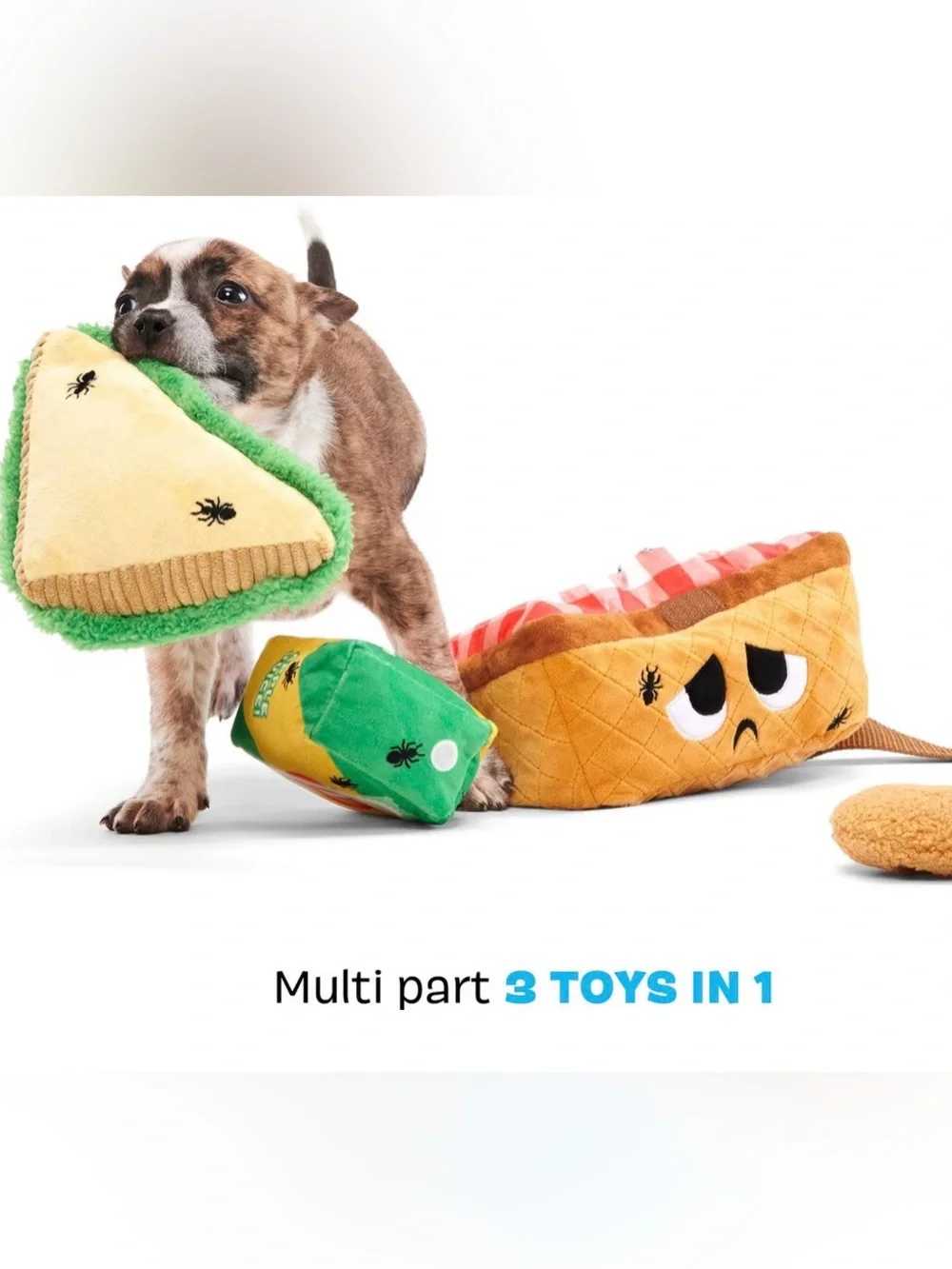 Bark Box M-L Quick Lick Pic-Nic NEW 3 toys in a toy basket dog toy M-L dogs